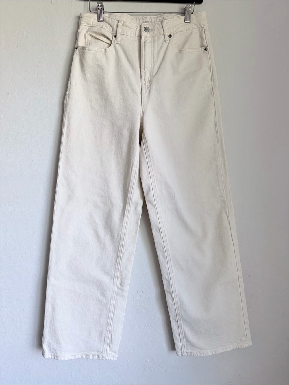 Old Navy Sky-High Wide Leg Denim Jeans in Cream, Sz 6